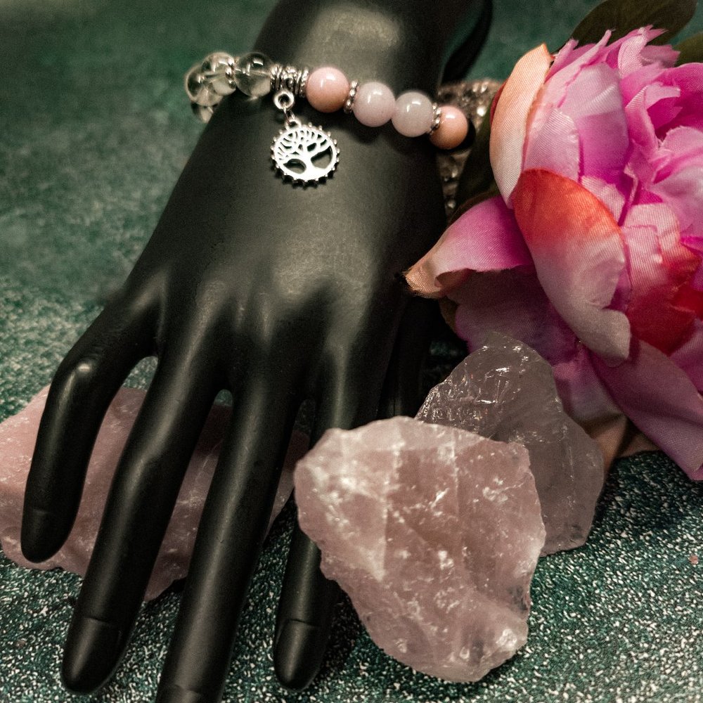 Pink Quartzite Tree Charm Bracelet by Ulara Moon